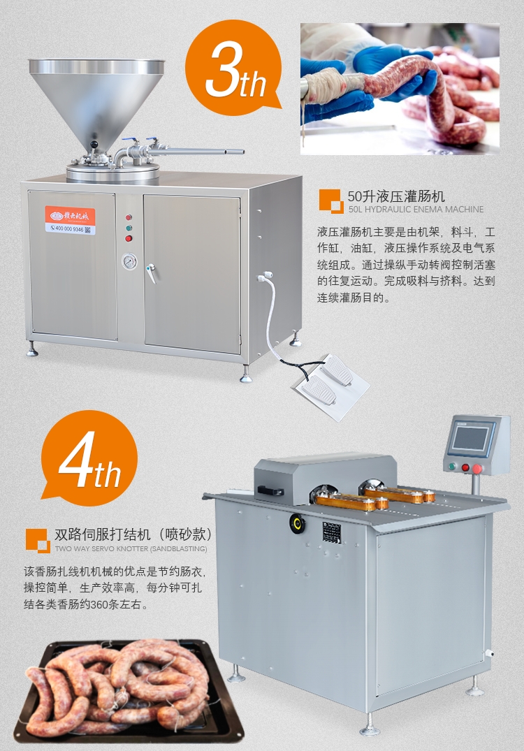 香肠成套流水线 全自动液压式灌肠机 腊肠风干肠灌肠机器