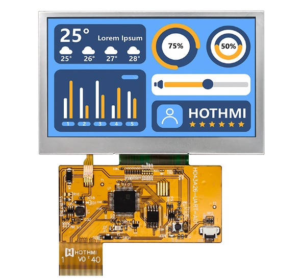 4.3寸 800x480,uart,tft彩屏,智能串口屏,阳光下可见